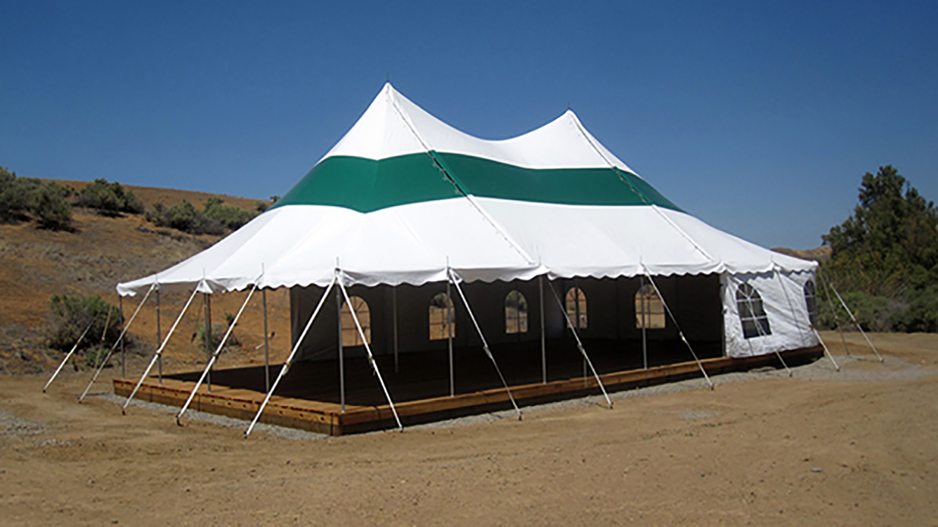 green and white party tent